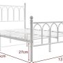 Double Metal Bed Frame 135 x 190 cm with Headboard and Footboard Heavy Duty Foundation,Metal Slat Support,White, Image 3