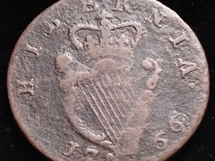 #971 - Hibernia - Ireland - 1766 - Half Penny