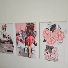 3 canvas framed 35x55cm each size