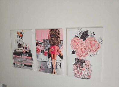 3 canvas framed 35x55cm each size