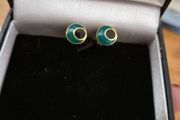 Small Vintage Dark Green and Black Earrings