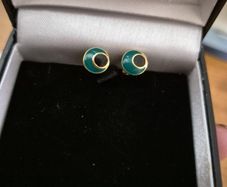 Small Vintage Dark Green and Black Earrings