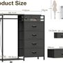 Chest of Drawers Bedroom with Hanging Rail, Built-in LED Lighting and Power Socket, Reversible 6-Drawer Design, Fabric Chest of Drawers for Bedrooms and Living Rooms, 110 x 30 x 106cm, Black Image 2
