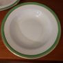 Vintage Divided Serving Bowl and a Matching Pair of Arklow Pottery Green and Gilt Rimmed 9.5" Rimmed Soup Bowls, Price for  All! Image 4