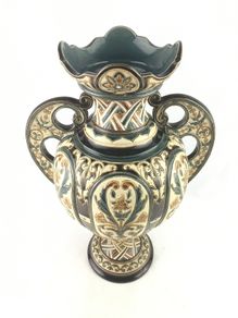 Rare antique Bohemian majolica vase