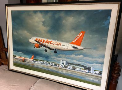 EasyJet Airbus A320 large aircraft painting 100 x 69 cm