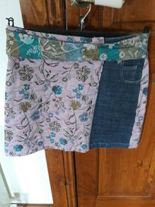 Ladies Pink and Denim Mini skirt Size 12