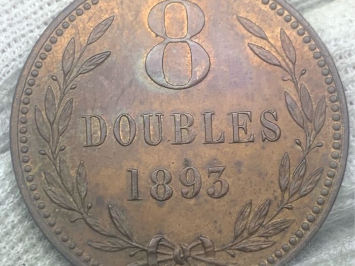 Guernsey 1897 H 8 Doubles beautiful uncirculated