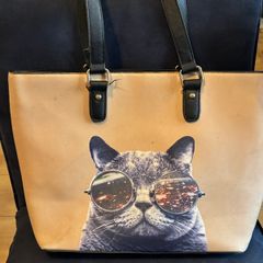Cream cat handbag
