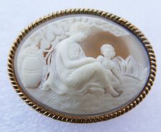 Vintage Shell Cameo Brooch Cameo Ivory Scarf Clip