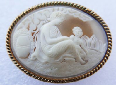 Vintage Shell Cameo Brooch Cameo Ivory Scarf Clip