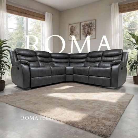 Corner Sofa Roma recliners available in different colors