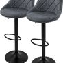 Set of 2 Bar Stools, Anthracite, Adjustable Height, Faux Leather, 360 Swivel, Padded Seat with Backrest & Footrest, Modern Counter Height Bar Chairs for Kitchen, Home Bar & Bistro Image 2