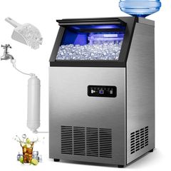 Commercial Ice Maker 50kg/24h Stainless Steel Ice Cube Machine for Bar Restaurant (Brand New)