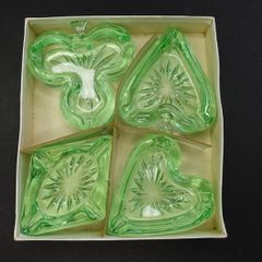 Vintage Glass Poker Table Ashtrays (in original box)