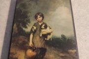 SMALL PRINT ON WOOD PLQUE OF Cottage Girl with a Dog and Pitcher - Gainsborough