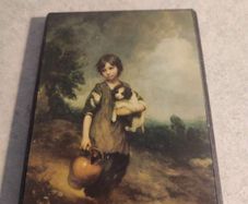 SMALL PRINT ON WOOD PLQUE OF Cottage Girl with a Dog and Pitcher - Gainsborough