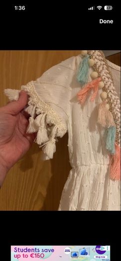 Girls cream tassel dress