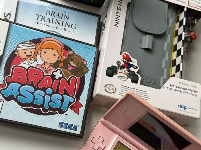 Pink Nintendo DS Lite Bundle - Excellent Condition + 2 Brain Training Games, Case & Charger