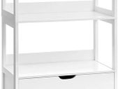 _tall cabinet, bathroom cabinet, free-standing bathroom cabinet, bookcase, 3 open compartments, 1 drawer and 2 cabinet doors, 60 x 32.5 x 154 cm, hall, kitchen, study, white