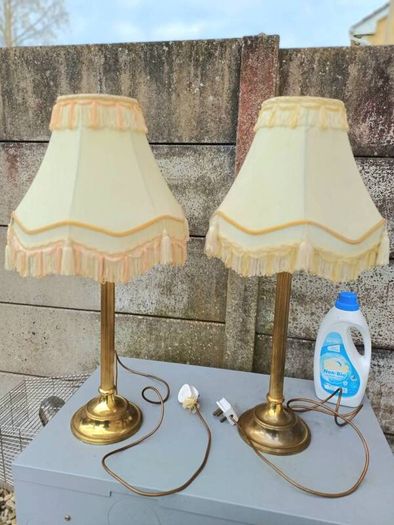 Vintage Brass Column Table Lamps