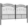 Fence Gate with Spear Top Black 305x150 cm Image 2