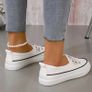 Size 35 uk2 Sporty Slip On Shoes For Women, Contrast Binding Design Lace-up Front Sneakers Image 3