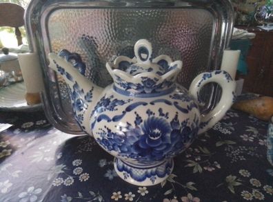 Delph Blue Style Large Teapot