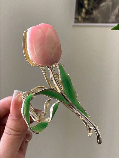 Faux Pearl Rose Hair Claw Clip