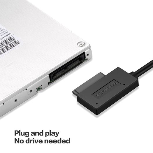 USB 2.0 to Slimline SATA (7+6) 13Pin Laptop/Notebook CD/DVD Drive Convertor Adapter Cable (Brand New/Warranty)