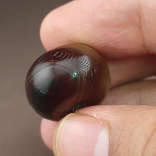 Vintage Natural Pattern Sulemani Tire Shape Agate Bead Amulet