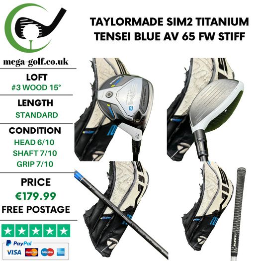 Taylormade Sim2 Titanium #3 Wood 15 Degree / Tensei Blue AV 65 FW Stiff