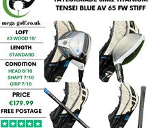 Taylormade Sim2 Titanium #3 Wood 15 Degree / Tensei Blue AV 65 FW Stiff