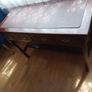 Wooden console table with faux crocodile skin detail Image 3