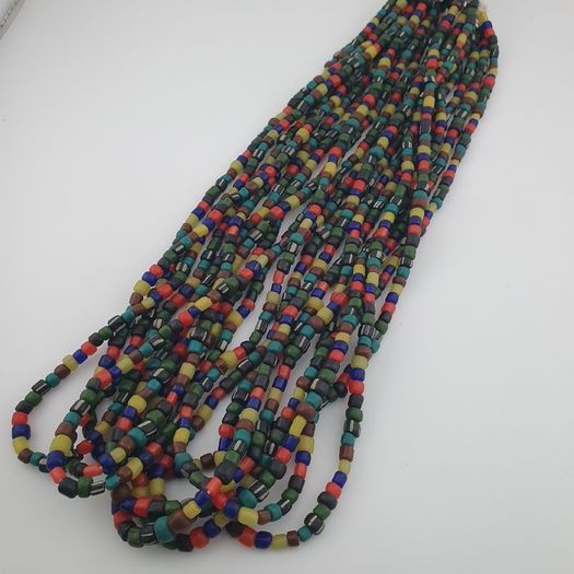Antique African Style MultiColor 4-5.5mm Glass Beads Necklace Strand