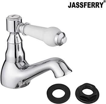 Pair of Basin Taps Hot and Cold Water Bathroom Sink Cross Handle Ceramic Levers 1/2" Tap Faucets Set 2 (FREE POSTAGE)