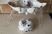 Aynsley Wild Violet Shell shaped Dish &amp; Trinket Box