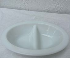 Vintage JAJ Pyrex Milk Glass Divided Serving Dish made in England