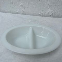 Vintage JAJ Pyrex Milk Glass Divided Serving Dish made in England