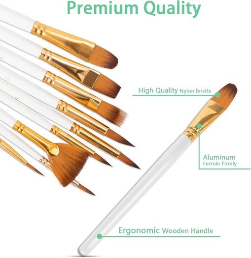 Artist Paintbrush Set of 18 Different Shapes with Palette,1 Pallete Knife,1 Sponge,Painting Brushes Kit with Organizing Case for Acrylic Oil Watercolor Gouache for Beginners Professionals