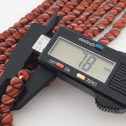 Vintage African Style Stripe Light Orange 7mm - 8.5 mm Glass Beads Necklace Strand