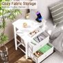 Bedside Table Set of 2, Side Table with 2 Fabric Drawers, Bedroom Bedside Cabinet with Open Storage Shelf, End Table, Nightstand for Living Room, Small Spaces, White Image 2