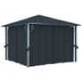 Gazebo with Curtain and String Lights 300x300 cm Anthracite Aluminium Image 3