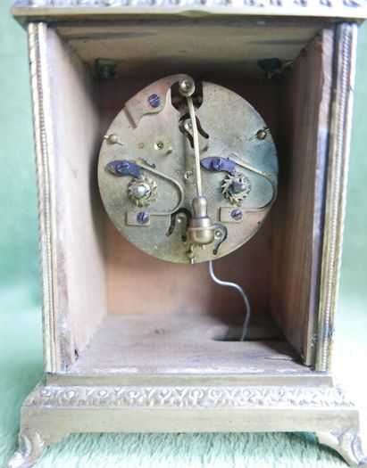 Antique French  Travel Pendulum Clock, Decorated with Flowers, with an Enameled Dial. Grand Prix de L'Horlogerie 1878 (WORKS WELL)