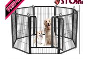 Dog Pen, 8 Panel Puppy Pen with Door, High 80cm Indoor/Outdoor Pet Exercise Playpen, Portable Foldable Animal Run Enclosures for Dogs, Puppies, Cats, Rabbits and Other Animals (FREE SHIPPING)