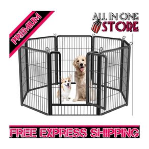 Dog Pen, 8 Panel Puppy Pen with Door, High 80cm Indoor/Outdoor Pet Exercise Playpen, Portable Foldable Animal Run Enclosures for Dogs, Puppies, Cats, Rabbits and Other Animals (FREE SHIPPING)