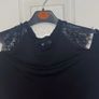V by Very black cut out shoulders lace detail top Image 2