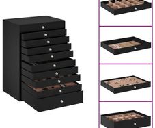 Jewellery Box 10-Layer with Watch Holders Black 29x20.5x40.5 cm