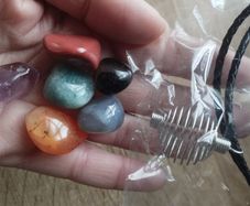 Cage Necklace with 6 Natural Stones.