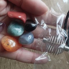 Cage Necklace with 6 Natural Stones.